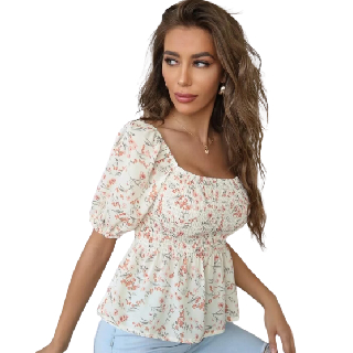Best Deal on TIOR Floral Print Square-Neck Peplum Top at Flat 55% off